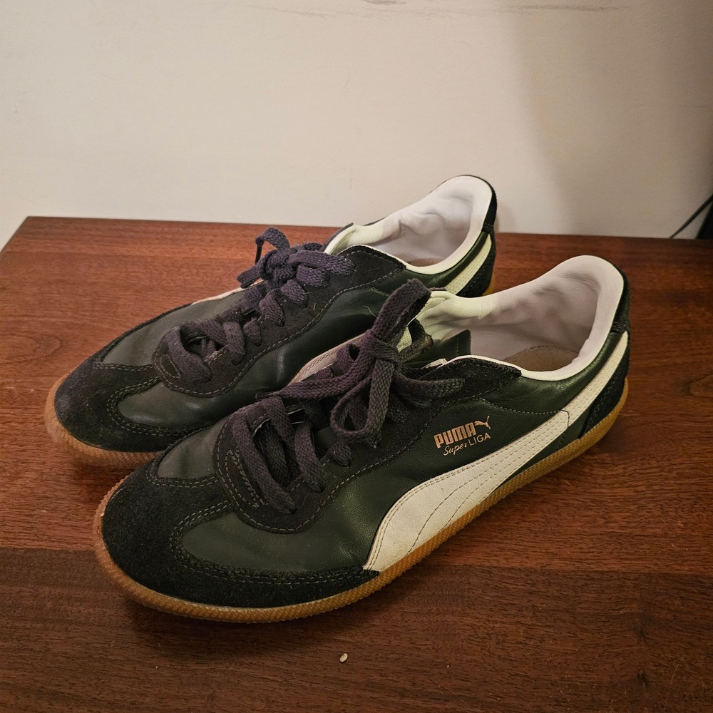 Puma Super Liga OG Retro Mens Sneakers Black White Gum Sole Shoes Size 9 vintage